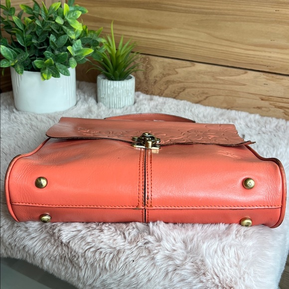 Patricia Nash Coral Embossed Leather Satchel - Picture 5 of 15